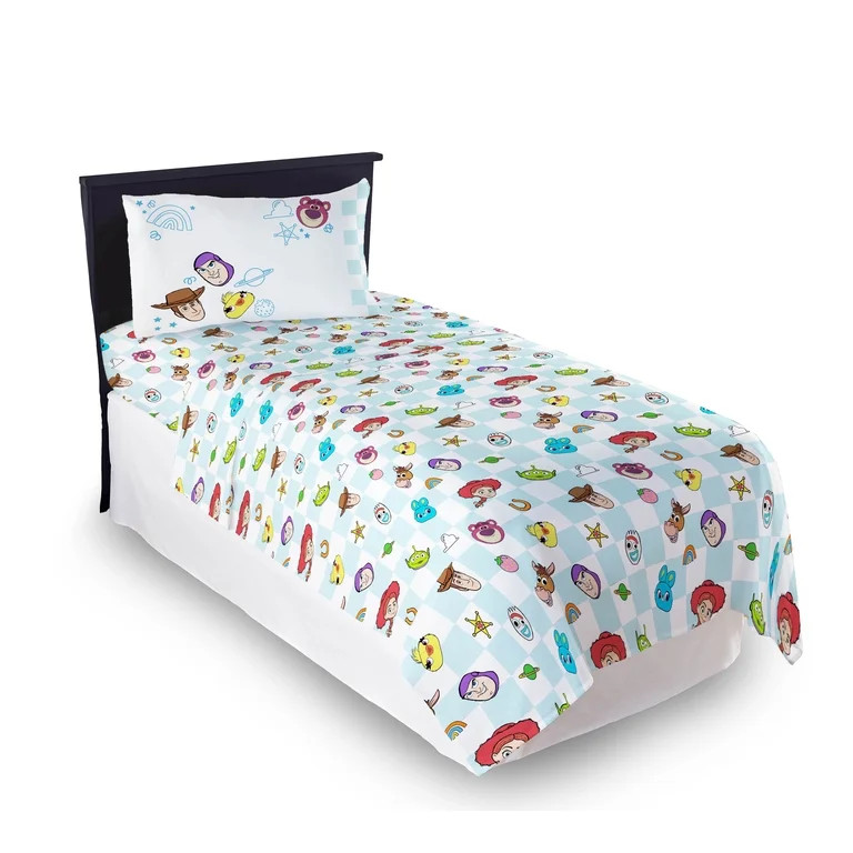Toy Story Checkered Kids 3-Piece Sheet Set, Blue & White, Disney, Twin Size | Walmart (US)