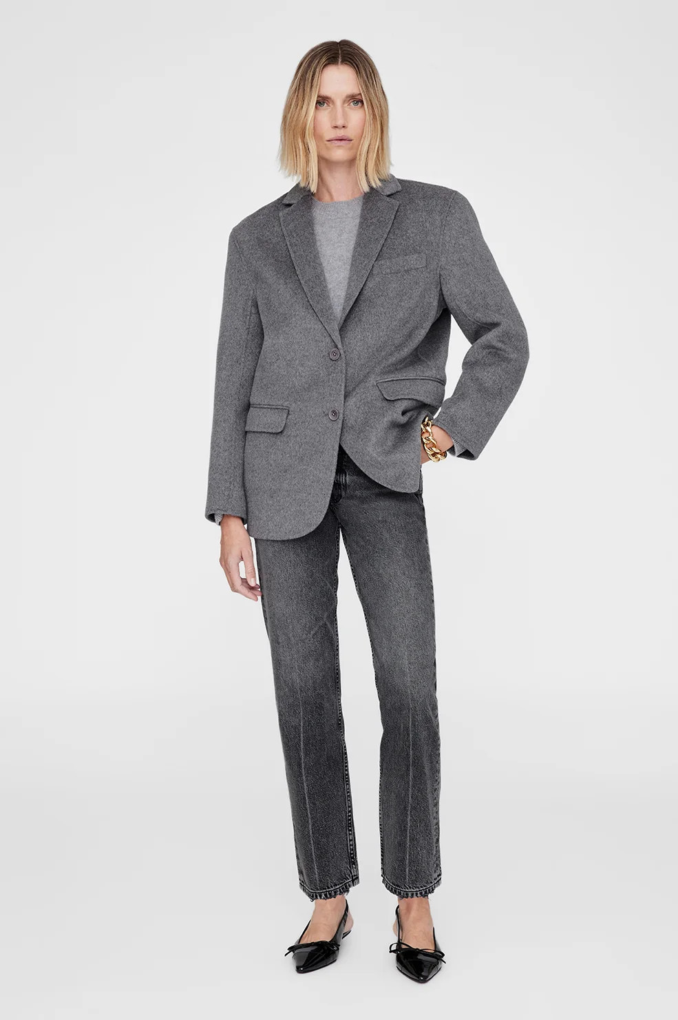 Quinn Blazer - Heather Grey Cashmere Blend | Anine Bing