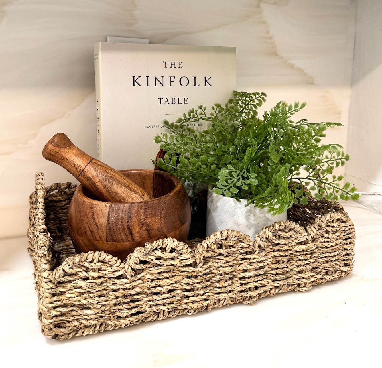 This set does the styling for you🤍
Tray, bowl, greenery, book—done. The easiest way to upgrade a kitchen corner. Linked.

#LTKSeasonal #LTKSaleAlert #LTKHome