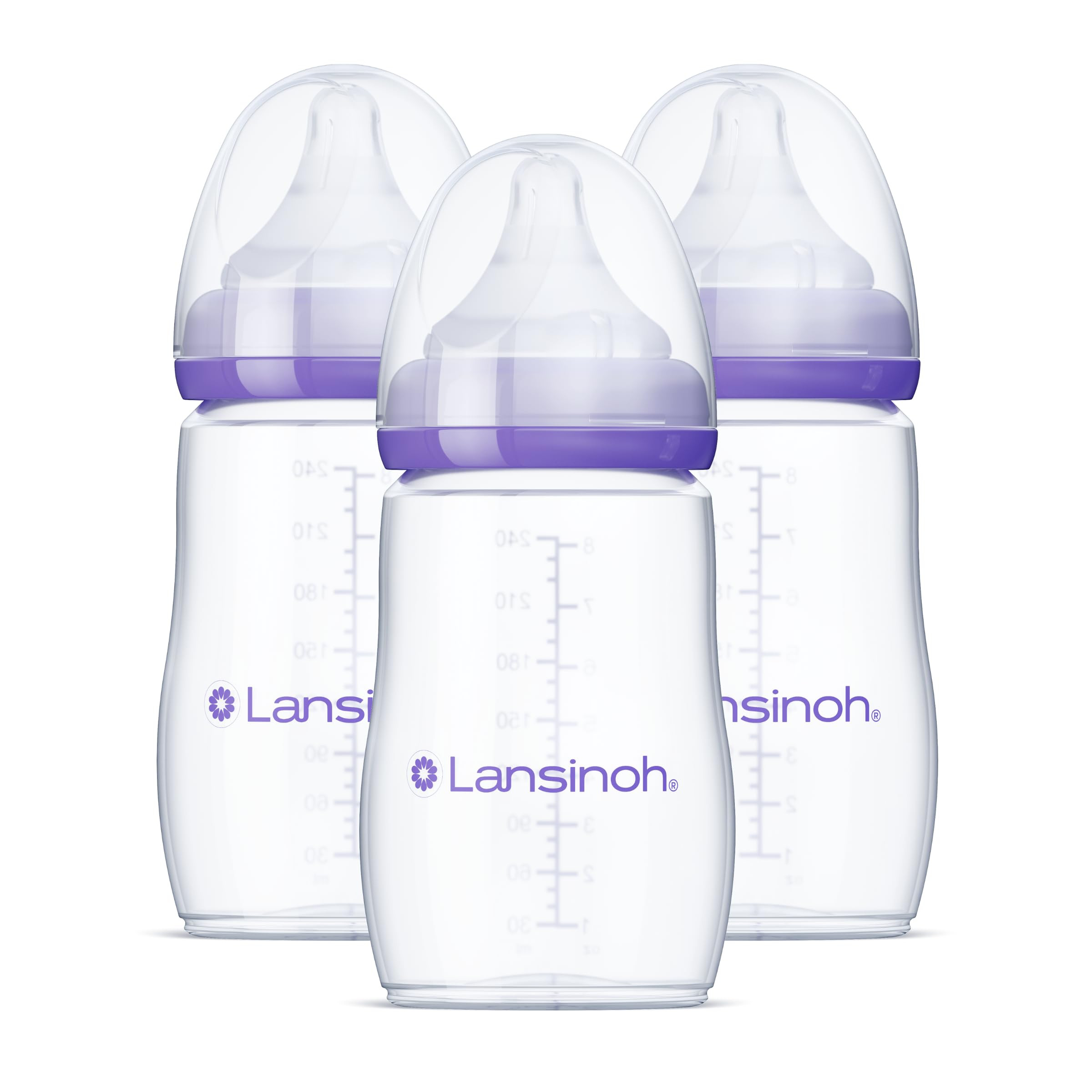 Lansinoh Anti-Colic Baby Bottles for Breastfeeding Babies, 8 Ounces, 3 Count, Includes 3 Medium F... | Amazon (US)