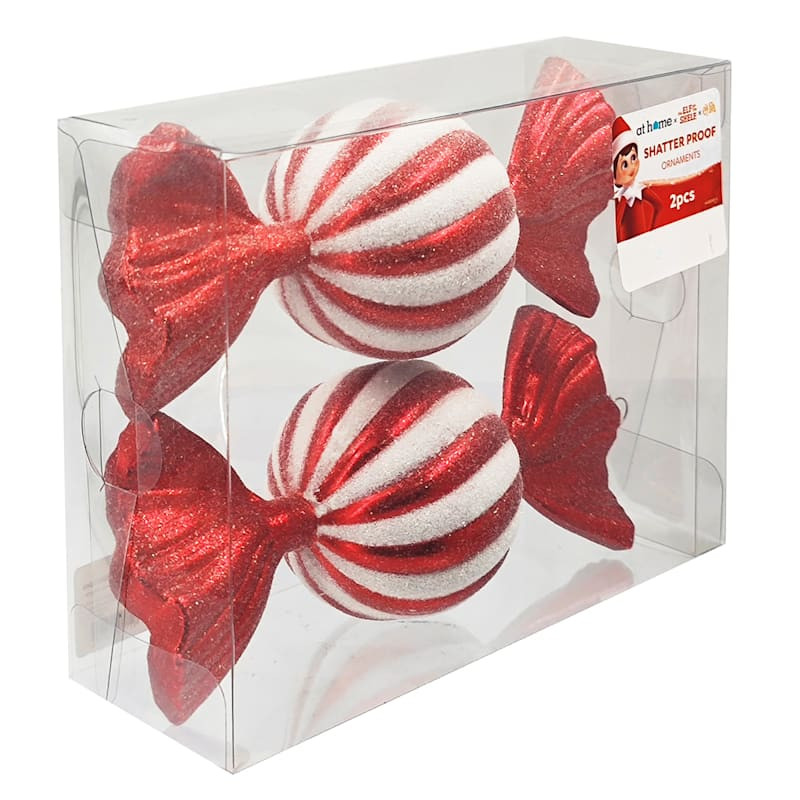 2-Count Red & White Candy Ornaments, 7.5" | At Home