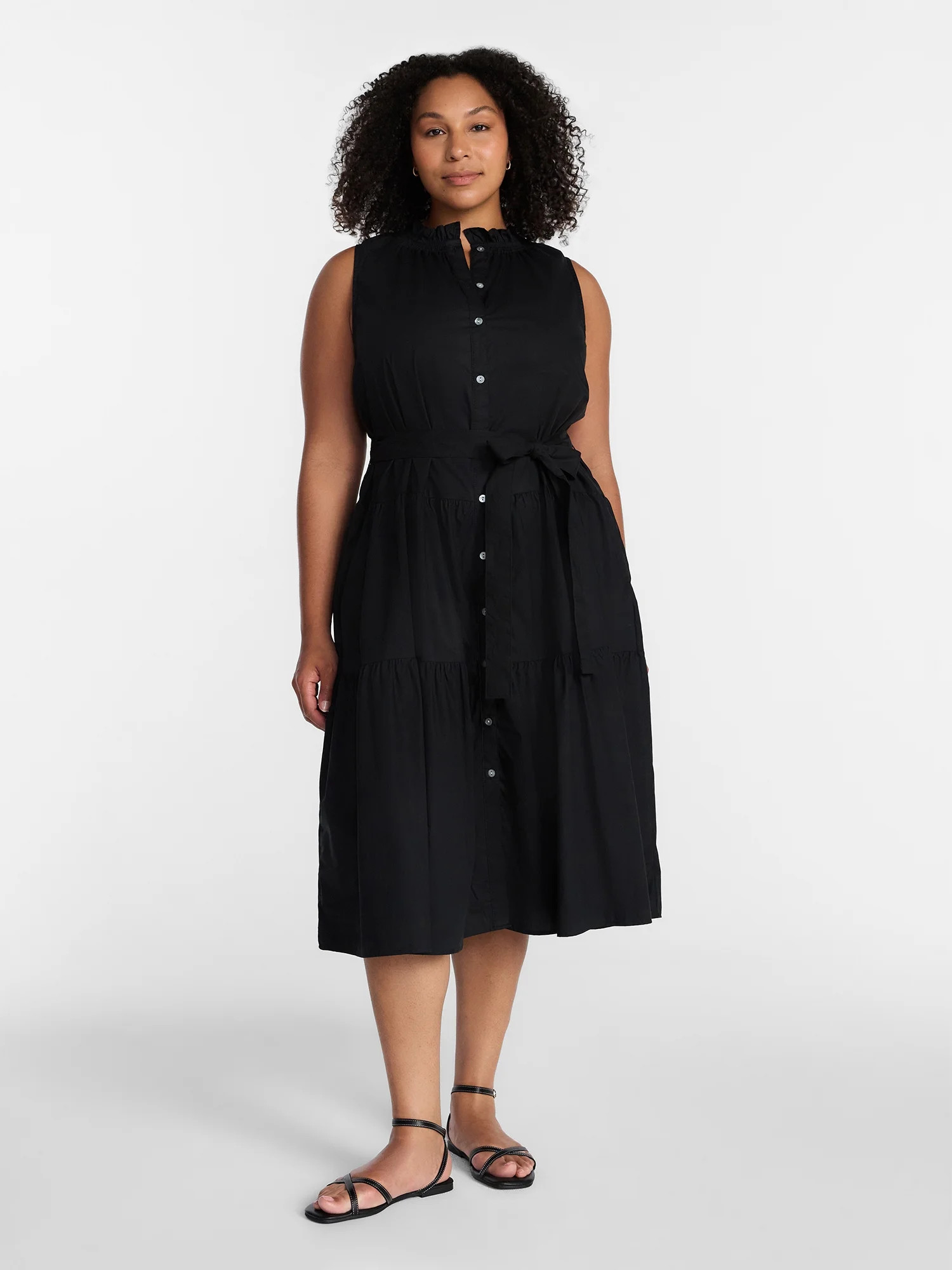 Terra & Sky Women's Plus Sleeveless Midi Shirt Dress, Sizes 0X-5X - Walmart.com | Walmart (US)
