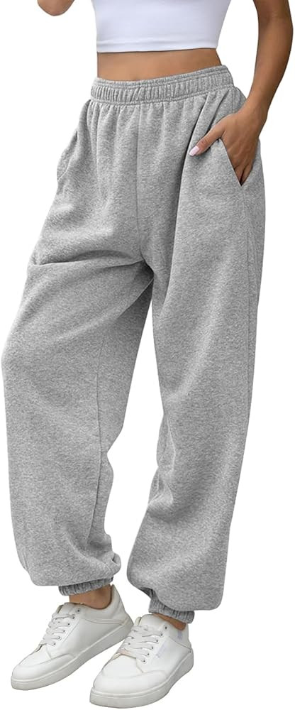 ATHMILE Women's High Waisted Sweatpants Workout Active Joggers Pants Baggy Lounge Bottoms | Amazon (US)