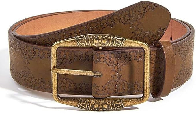Women Western Belt Vintage Metal Buckle Leather Belts Country Cowboy Cowgirl Belt for Jeans Pant ... | Amazon (US)