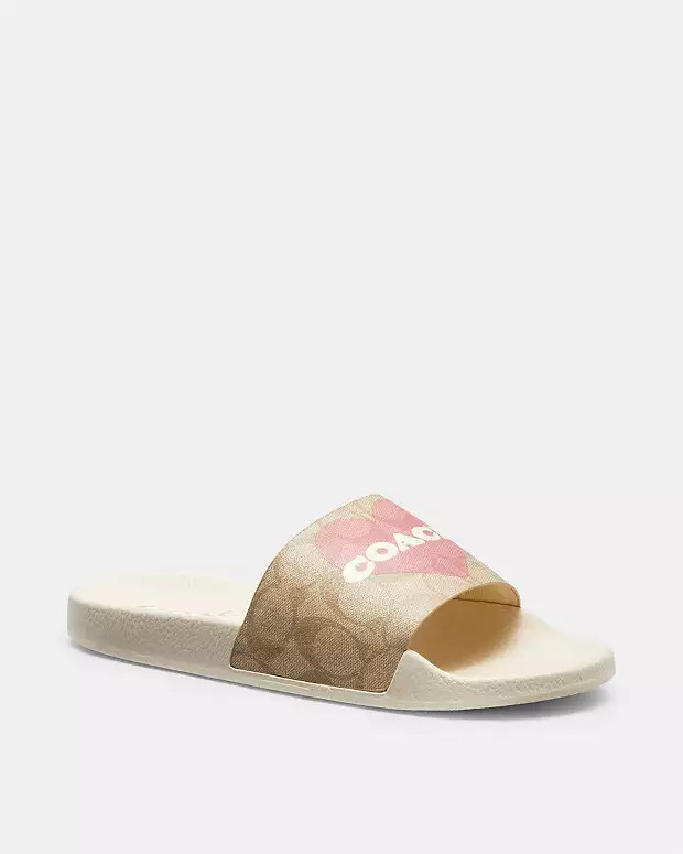 Uli Sport Slide In Signature Canvas With Heart | Coach Outlet US