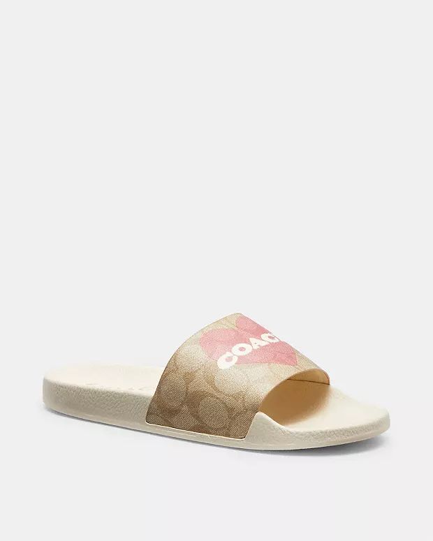 Uli Sport Slide In Signature Canvas With Heart | Coach Outlet