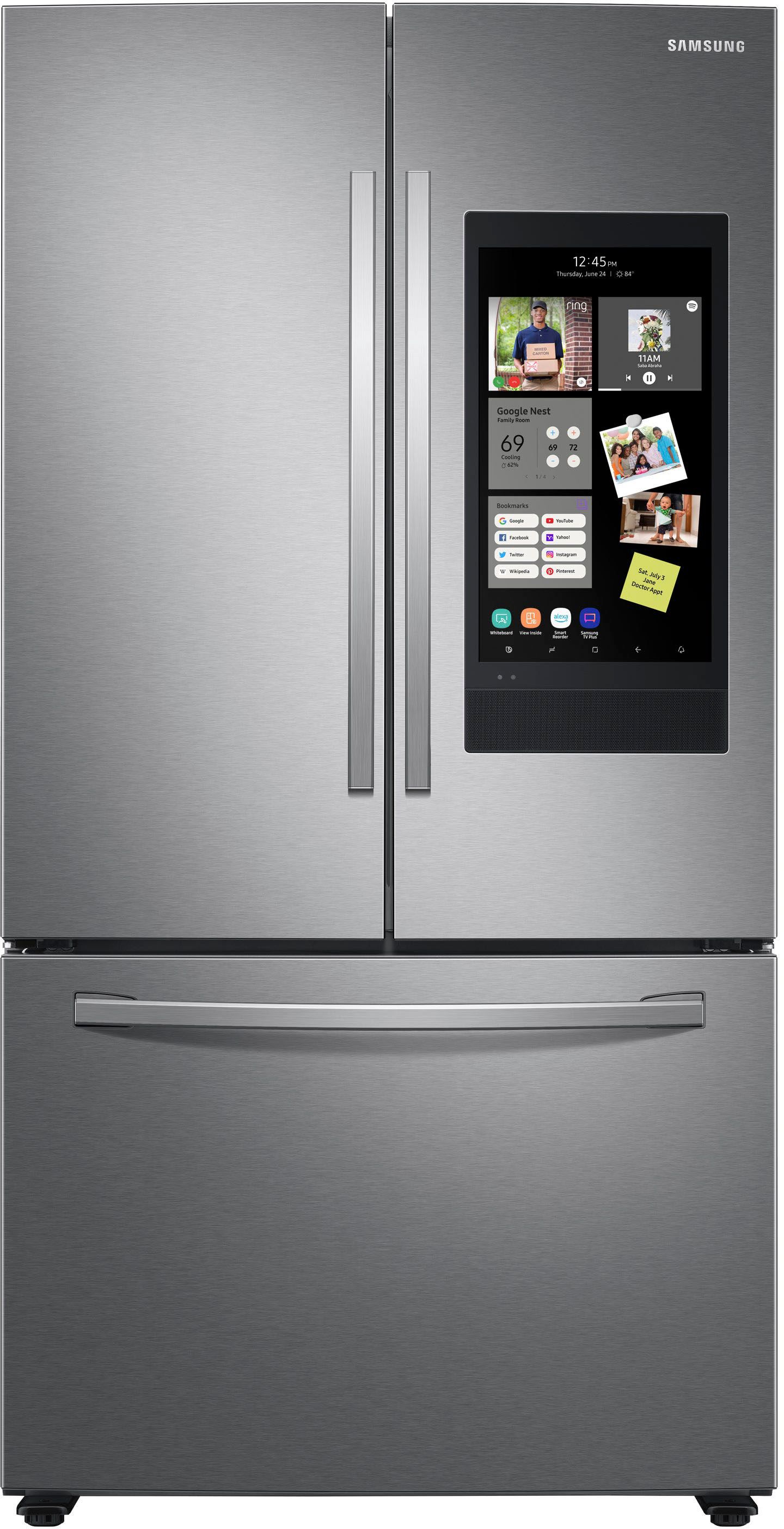 Samsung 28 cu. ft. 3-Door French Door Refrigerator with Family Hub™ Fingerprint Resistant Stain... | Best Buy U.S.