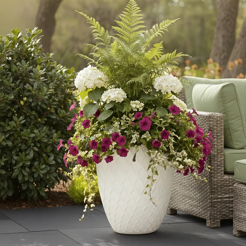 Indoor/Outdoor Modern Ceramic Pot Planter with Drainage Hole | Wayfair North America