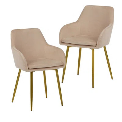 dining chair set, 2 pieces, dining chairs with gold metal legs, modern dining chairs suitable for dining rooms, kitchens, and vanity tables (Beige) | Wayfair North America