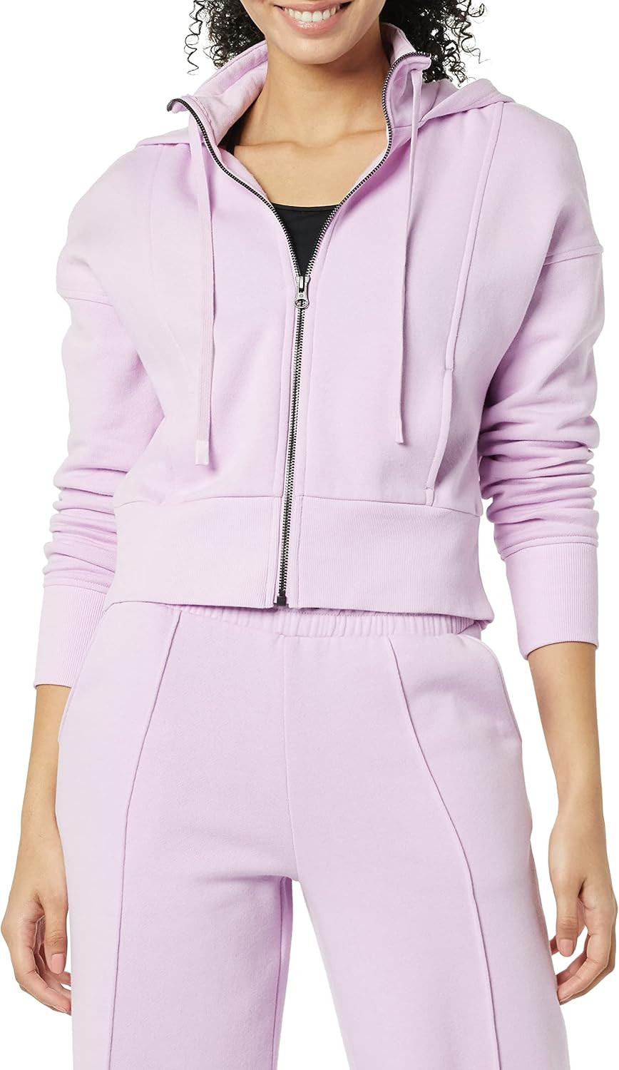 Core 10 Women's Super Soft Fleece Cropped Length Zip-Up Hoodie Sweatshirt | Amazon (US)