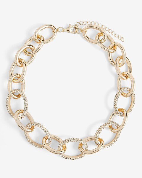 Rhinestone Circle Linked Necklace | Express