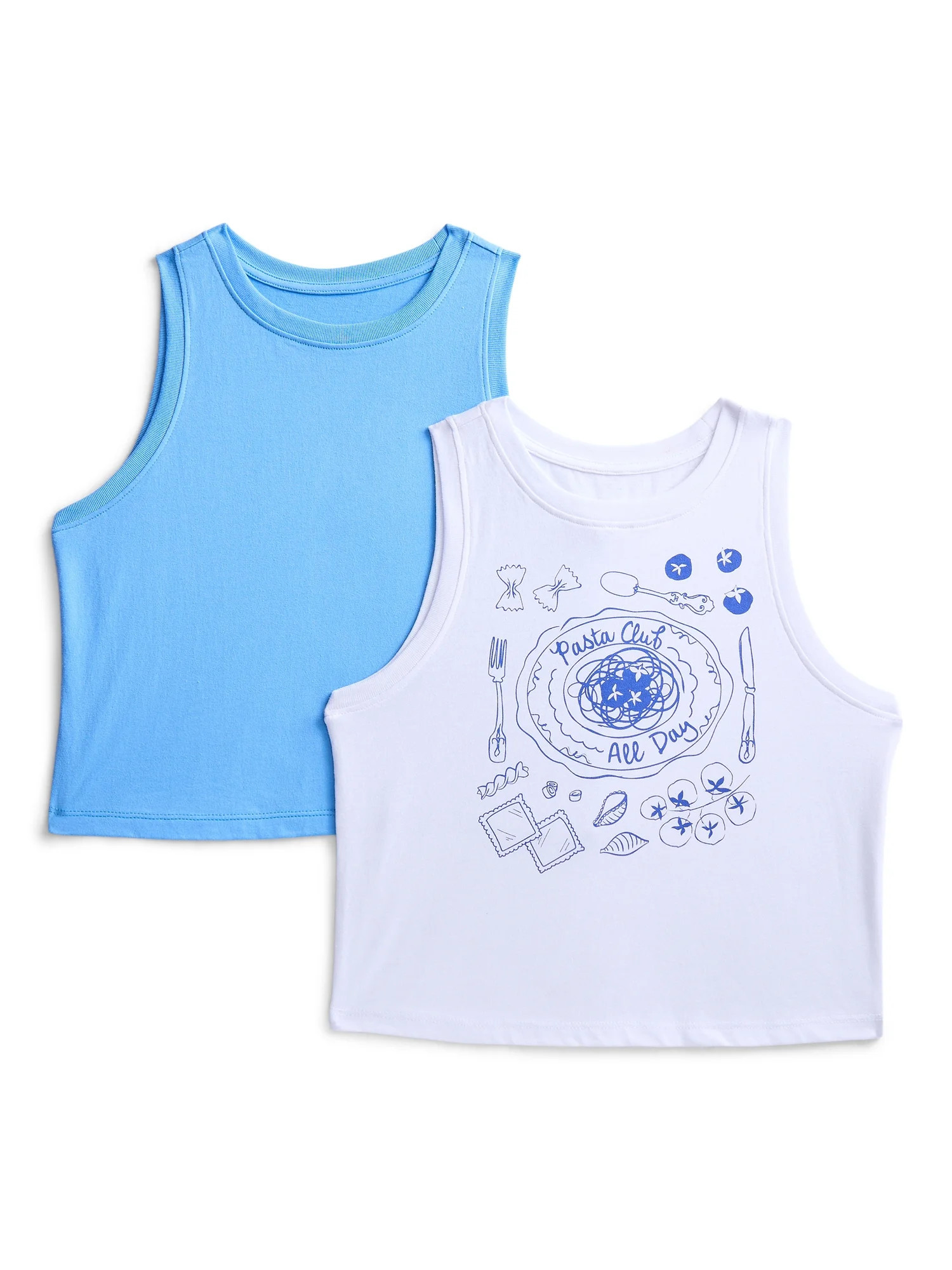 Wonder Nation Girls Pasta Club Graphic Tank Top, 2-Pack, Sizes 4-16 Plus | Walmart (US)