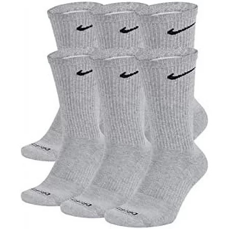 Nike Everyday Plus DRI FIT Cushioned Training Crew Socks Gray (6 Pairs) SX6897 065 Sz L (8-12 Men 10-13 Wmn s) | Walmart (US)
