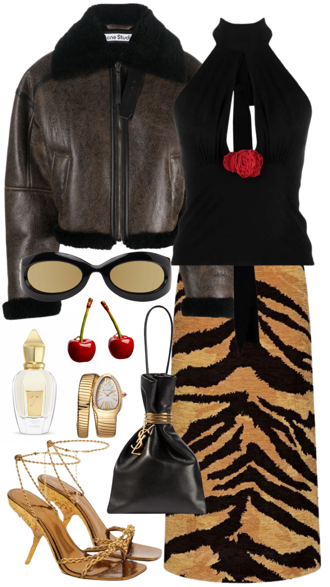 magda butrym top 
oscar de la renta skirt 
acne studios jacket 
ferragamo heels 
saint laurent bag 
gucci sunglasses 
jacquemus earrings 
bulgari serpenti watch 
xerjoff shooting stars perfume 

#LTKstyletip #LTKshoecrush #LTKSeasonal