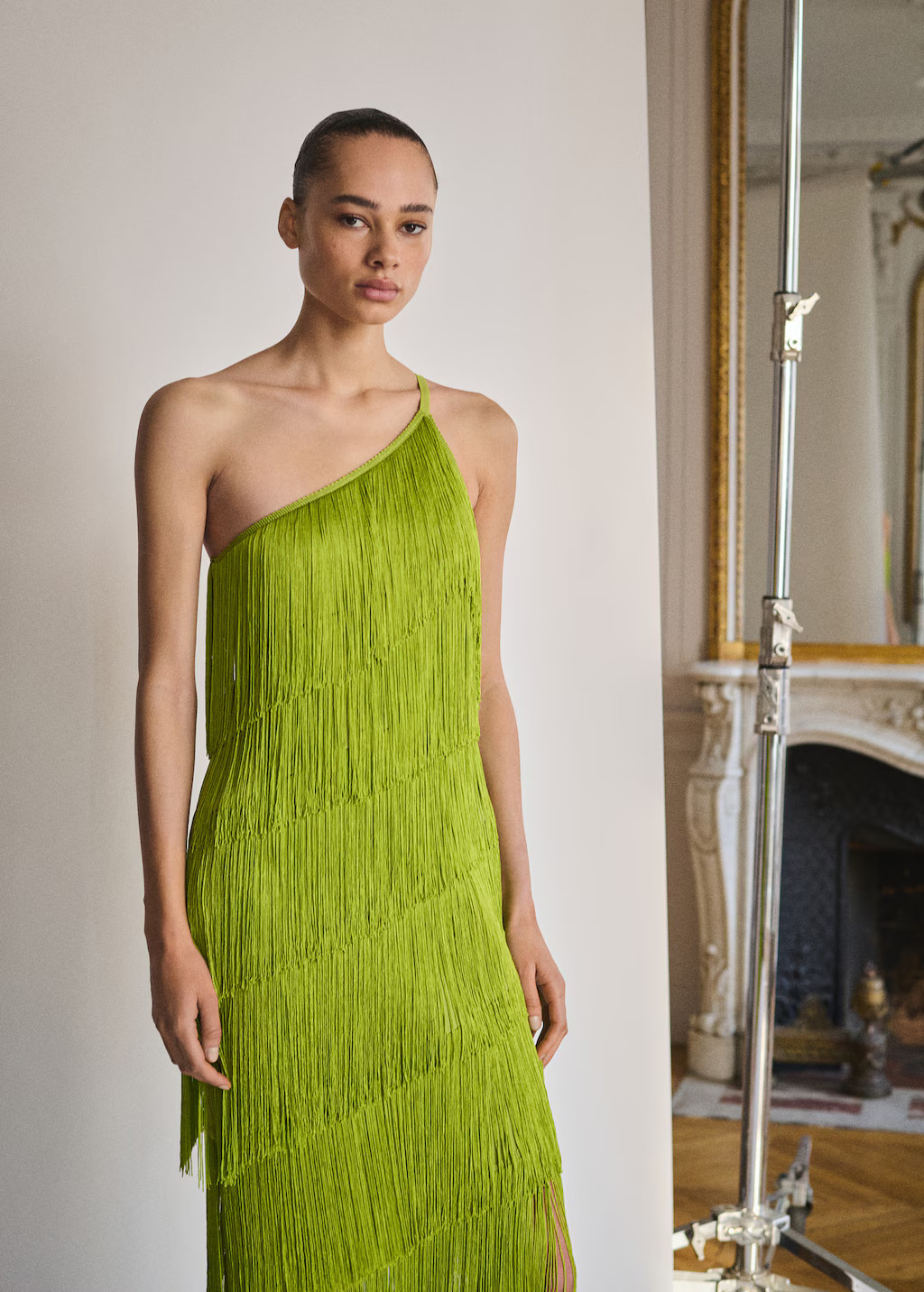 Asymmetrical fringed midi-dress - Women | MANGO USA | Mango (US/MX/AU)