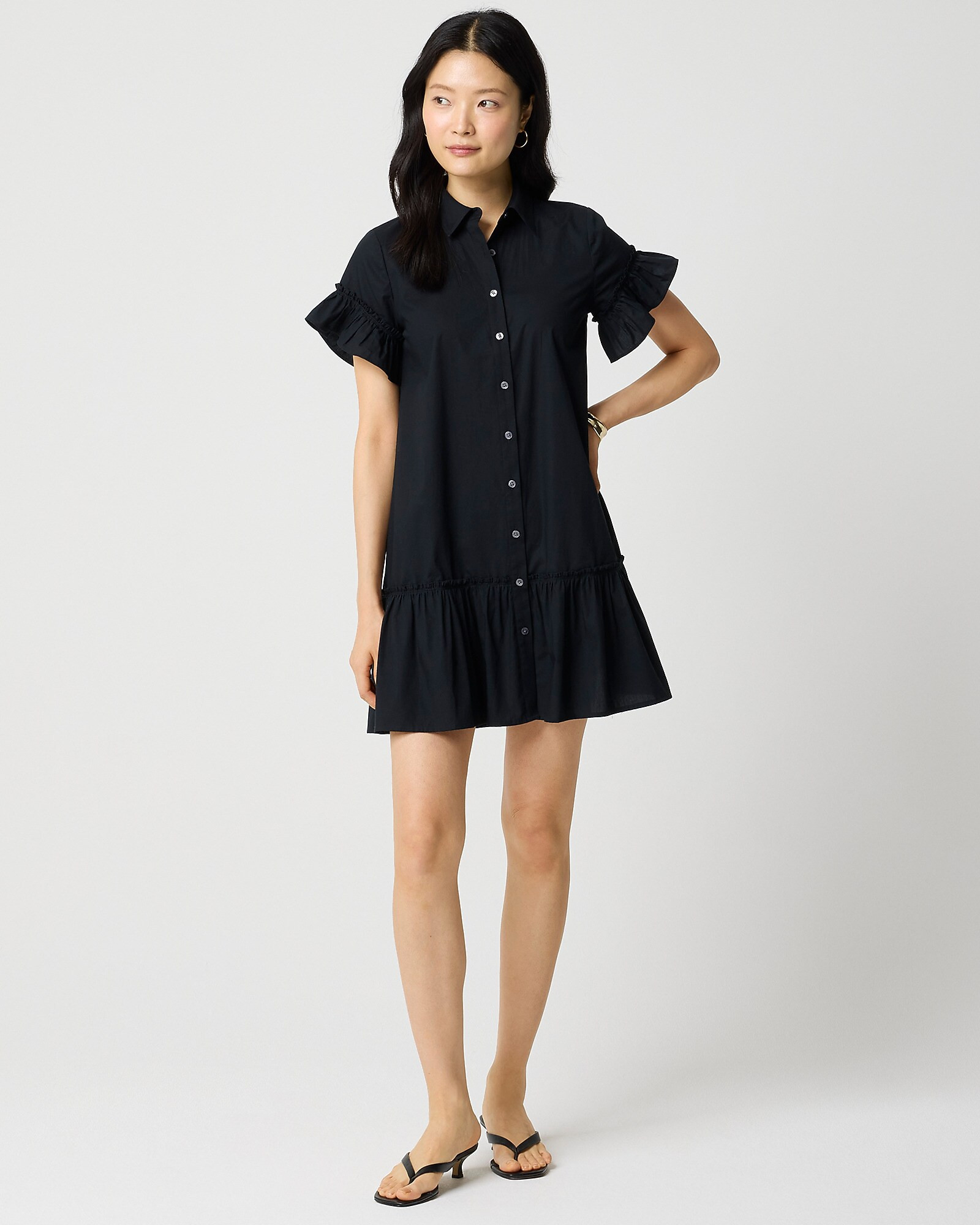 Ruffle-sleeve mini shirtdress | J.Crew Factory