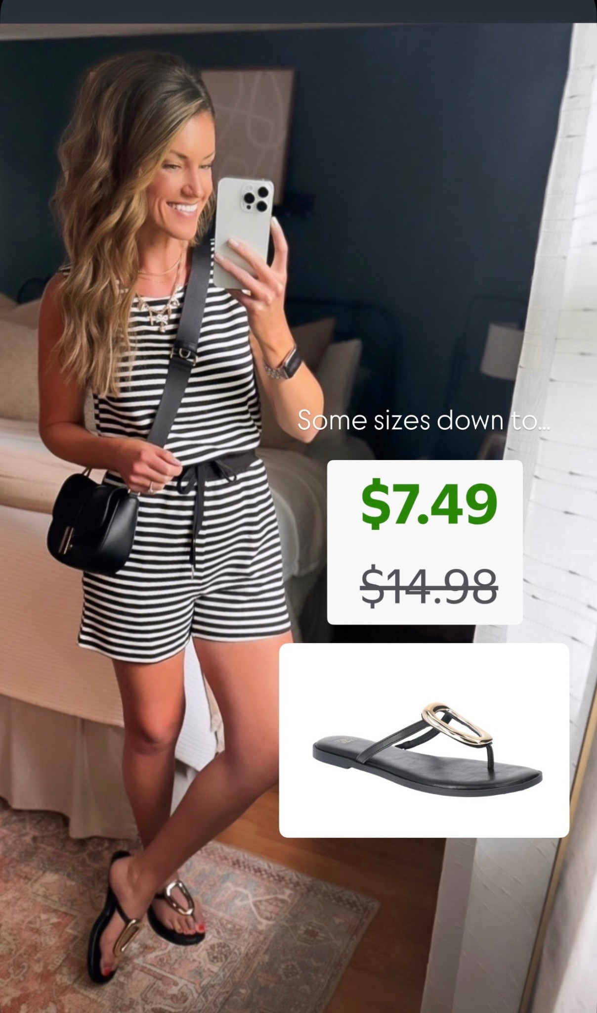 Amazon romper. Perfect for spring break  Can never go wrong with a classic 🖤🤍 look. 
Sandals now clearance priced!! 
Romper/ Wearing medium  

#LTKSummerEdit #LTKStyleTip 

#LTKSeasonal