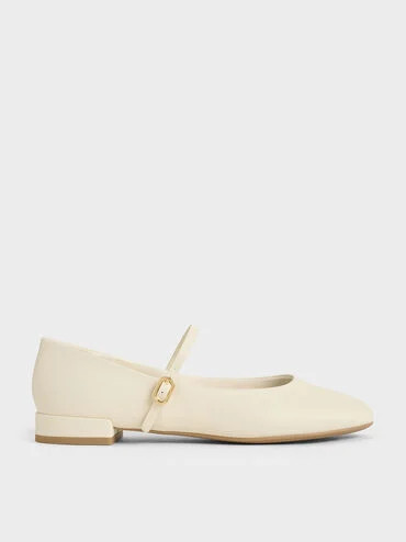 Round-Toe Mary Janes
 - Chalk | Charles & Keith UK
