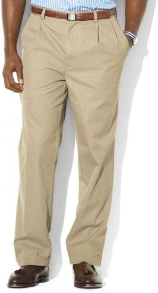 POLO RALPH LAUREN Men's Ethan Front Pleated Khaki Pants, Hudson Tan, 36 x 30 | Amazon (US)