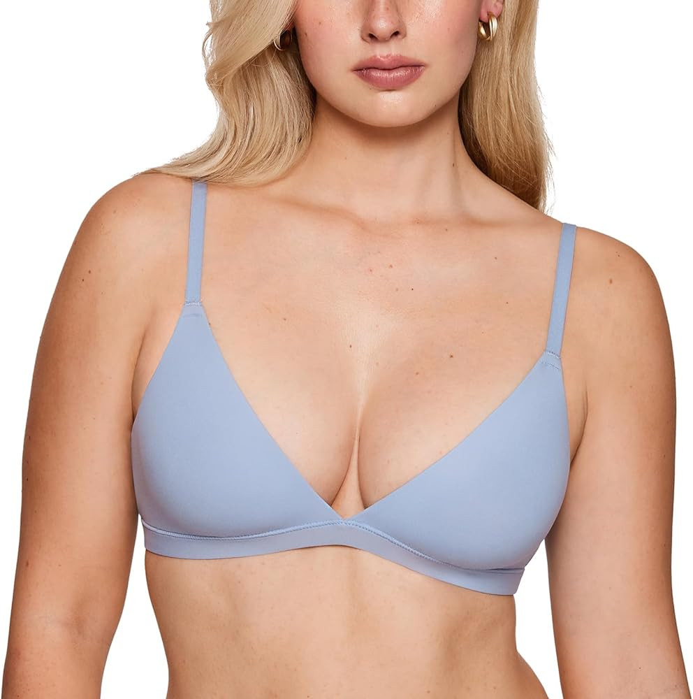 INLYRIC Women's Inbarely Triangle Bralette Plunge Unlined Seamless Bra No Underwire Sexy Comforta... | Amazon (US)