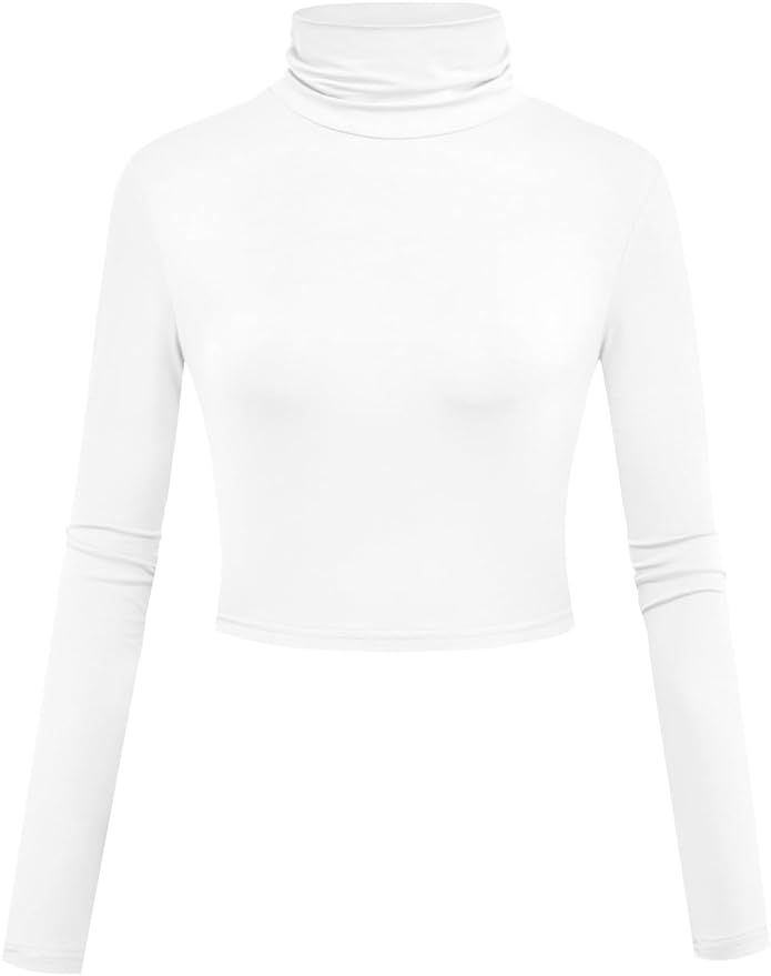 Herou Women Long Sleeve Crop Top Turtleneck Soft Lightweight Basic Slim Fit Tops | Amazon (US)