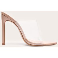 Nude Clear Strap Pu Point Toe High Heels | PrettyLittleThing US