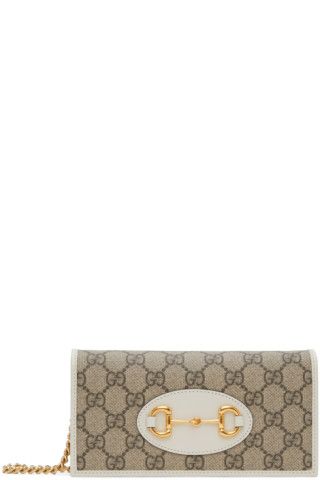 Gucci - White 'Gucci 1955' GG Supreme Horsebit Chain Wallet Bag | SSENSE