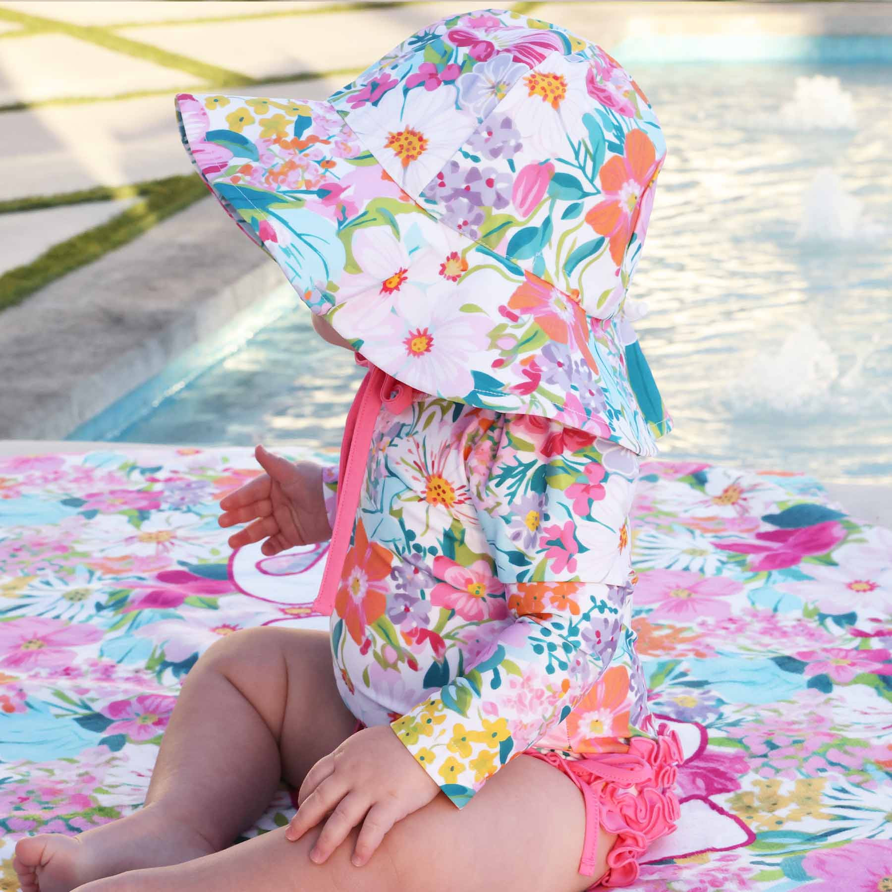Printed Sun Hat | Seaside Blooms | Caden Lane