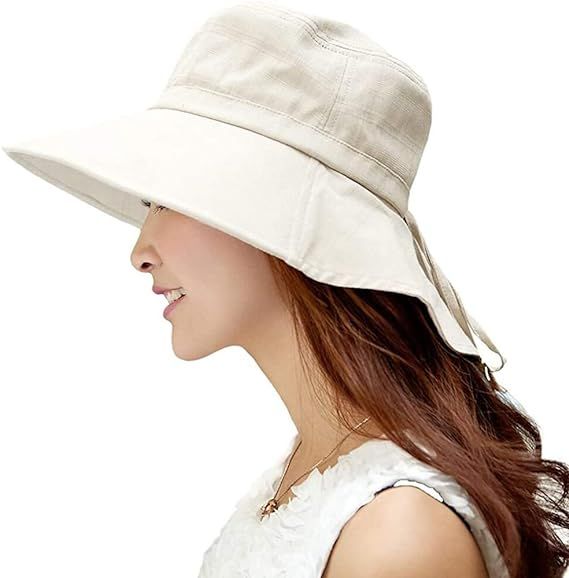 Comhats Ladies Sun Hats Wide Brim UPF 50 Summer Womens Cotton Bucket Sunhat Gardening Walking Hat | Amazon (UK)