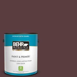 BEHR PREMIUM PLUS1 gal. #PPU1-02 Divine Wine Satin Enamel Low Odor Interior Paint & Primer(9613)Q... | The Home Depot