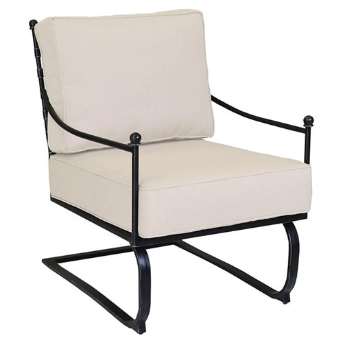 Sunset West Provence Beige Cushion Black Metal Rocking Outdoor Club Chair | Kathy Kuo Home