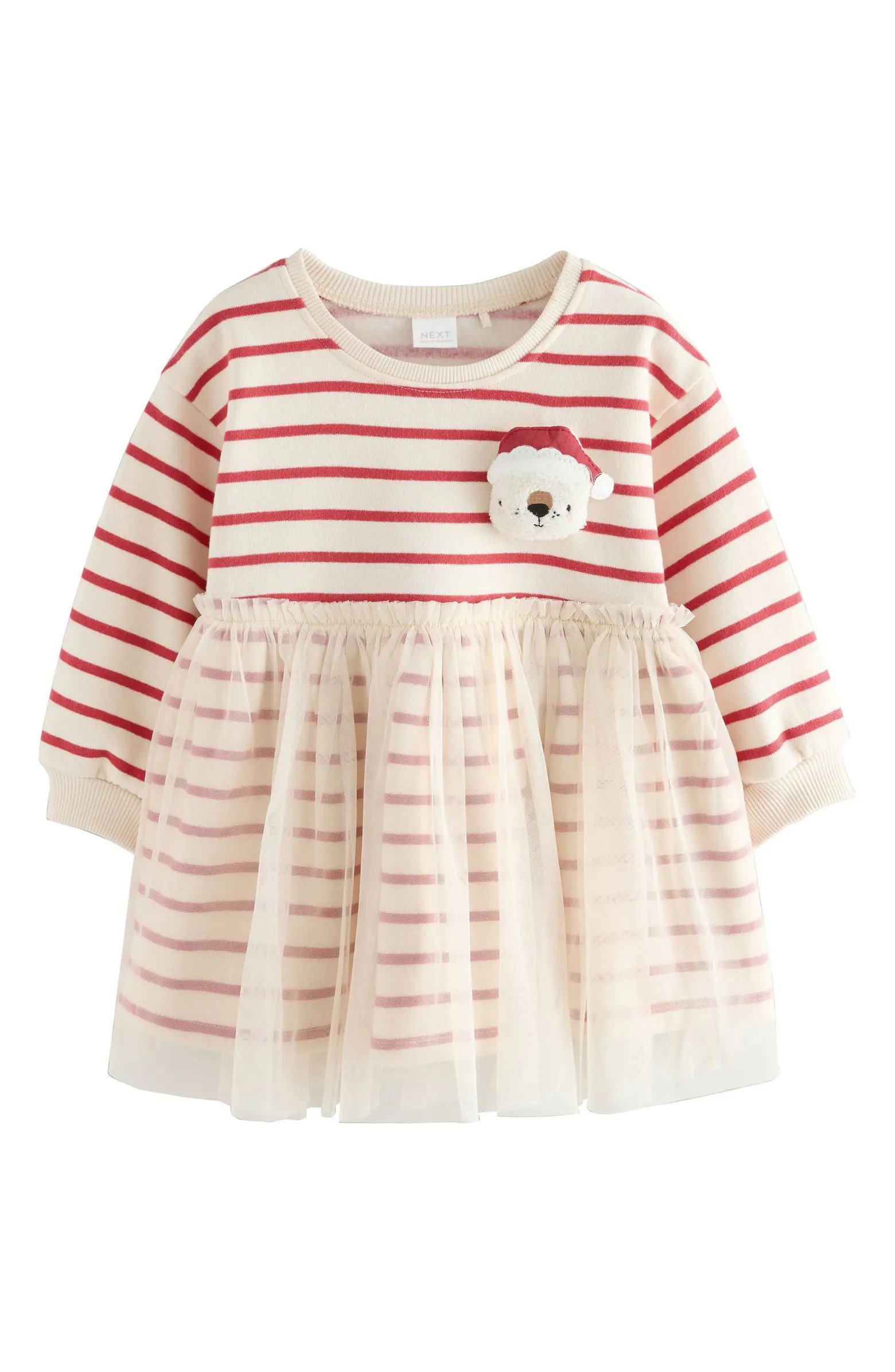 NEXT Kids' Christmas Stripe Tulle Overlay Party Dress | Nordstrom | Nordstrom