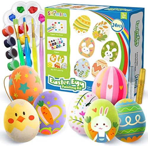 Easter Eggs Painting Kit-24 Paintable Easter Eggs for Easter Party Favor,Easter Basket Stuffers for  | Amazon (US)