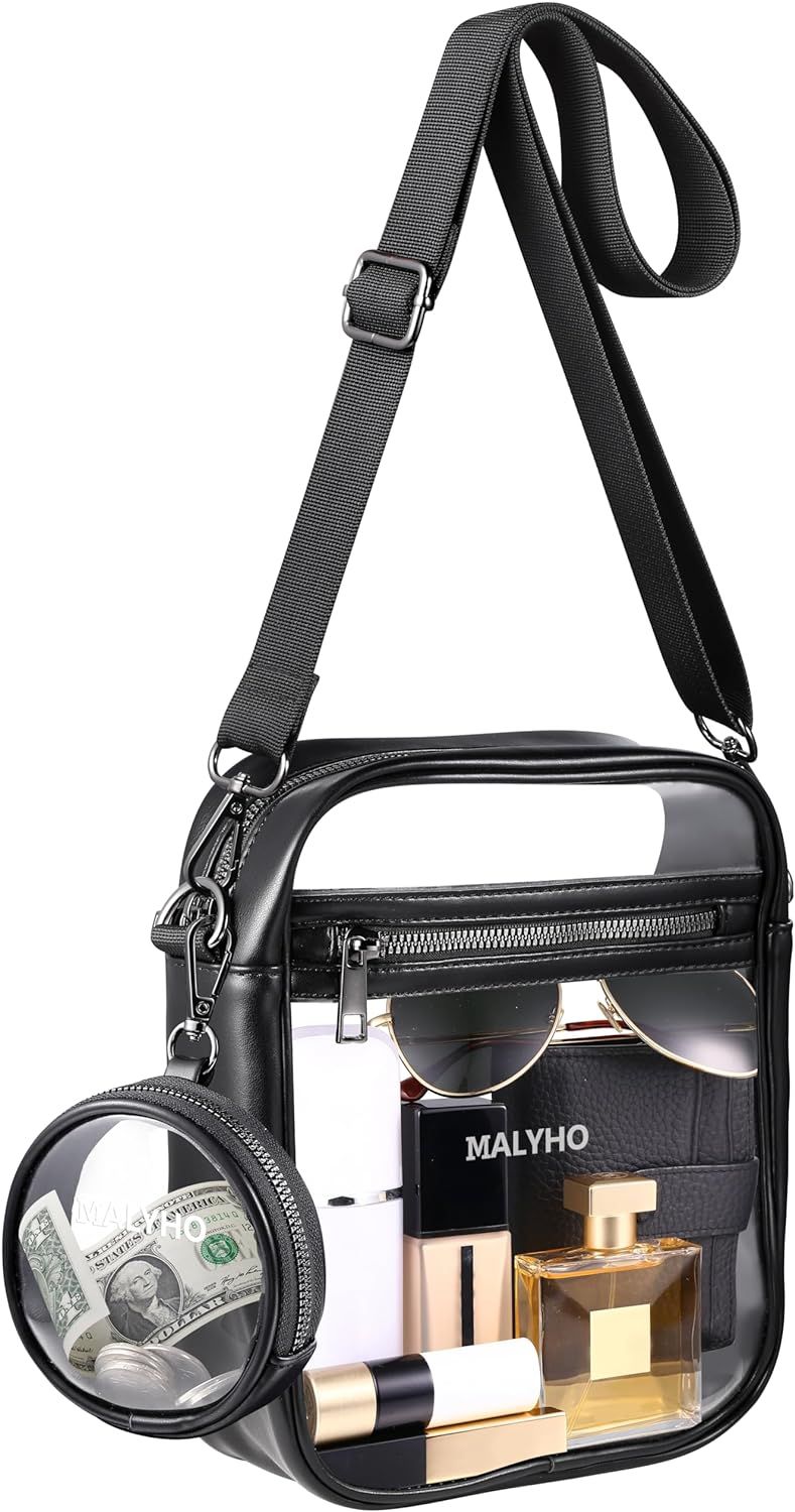 MALYHO Clear Bag for Stadium Events, Clear Crossbody Purse Bag for Women Men Concerts. | Amazon (US)