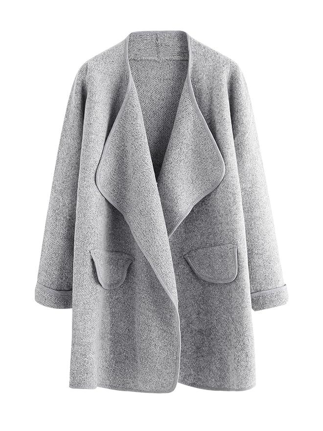 SheIn Women's Long Sleeve Cardigan Open Front Loose Sweater Coat | Amazon (US)