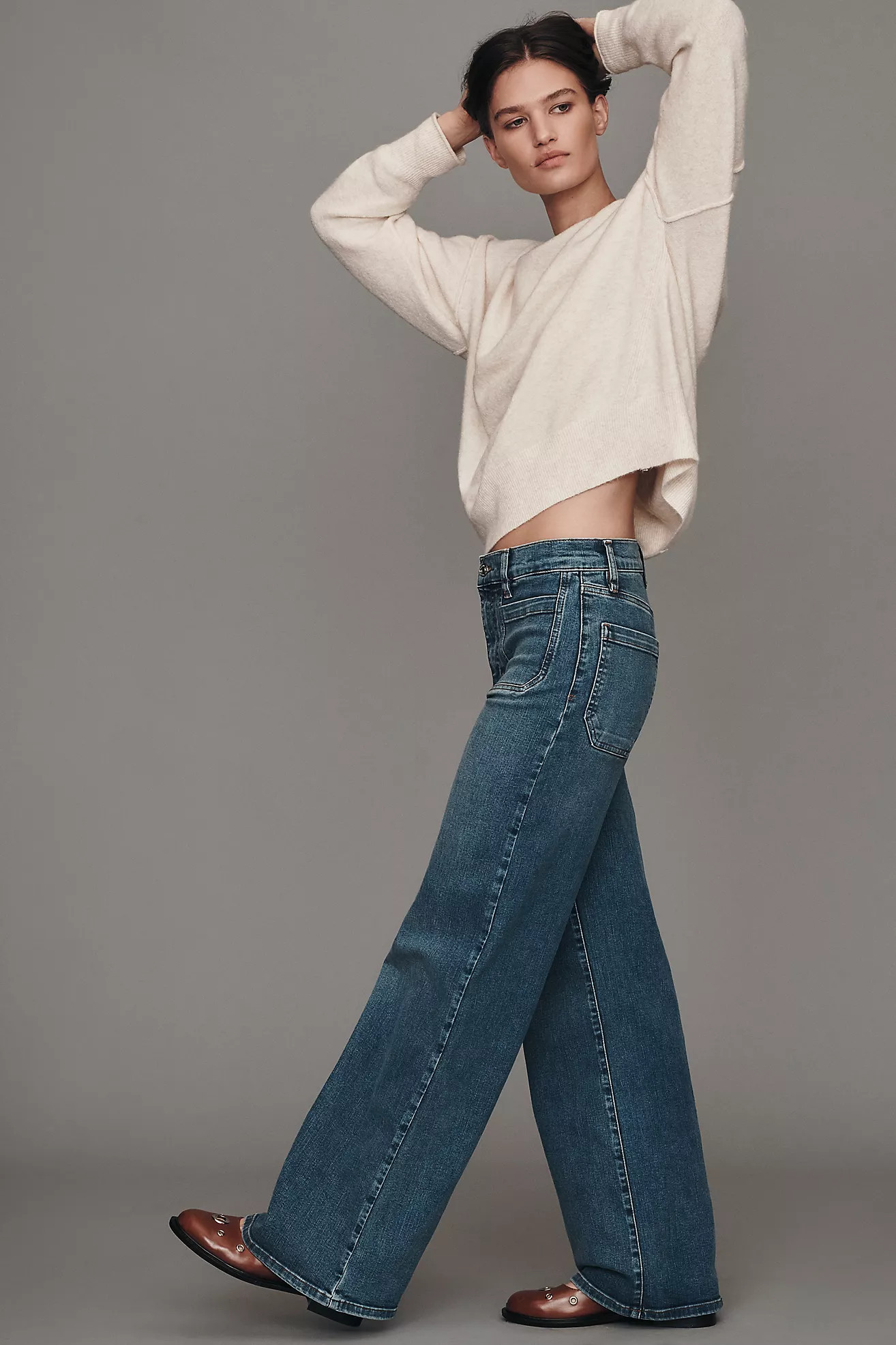 FRAME Le Slim Palazzo High-Rise Wide-Leg Jeans | Anthropologie (US)