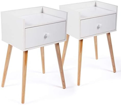 JAXPETY 2-Pack Nightstand Bedside Storage Cabinet Sofa End Table Bedroom Night Stand W/Drawer | Amazon (US)
