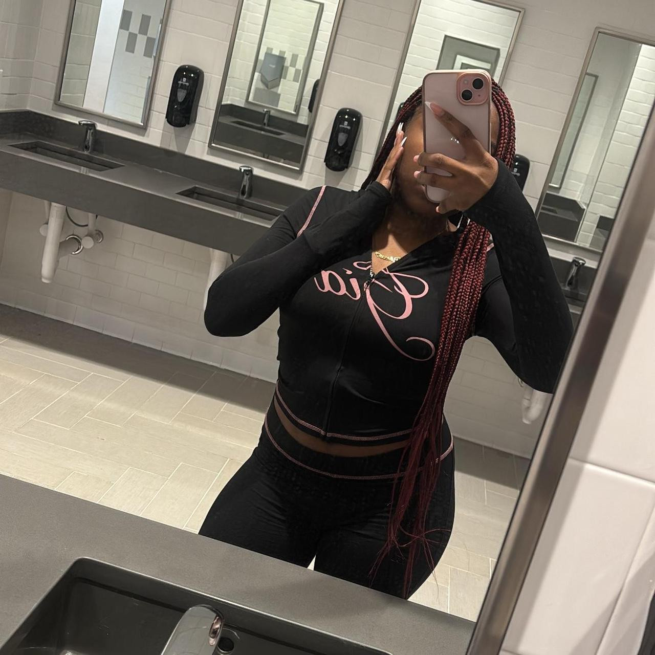 I. AM. GIA Women's Hoodie - Black/Burgundy - M | Depop US