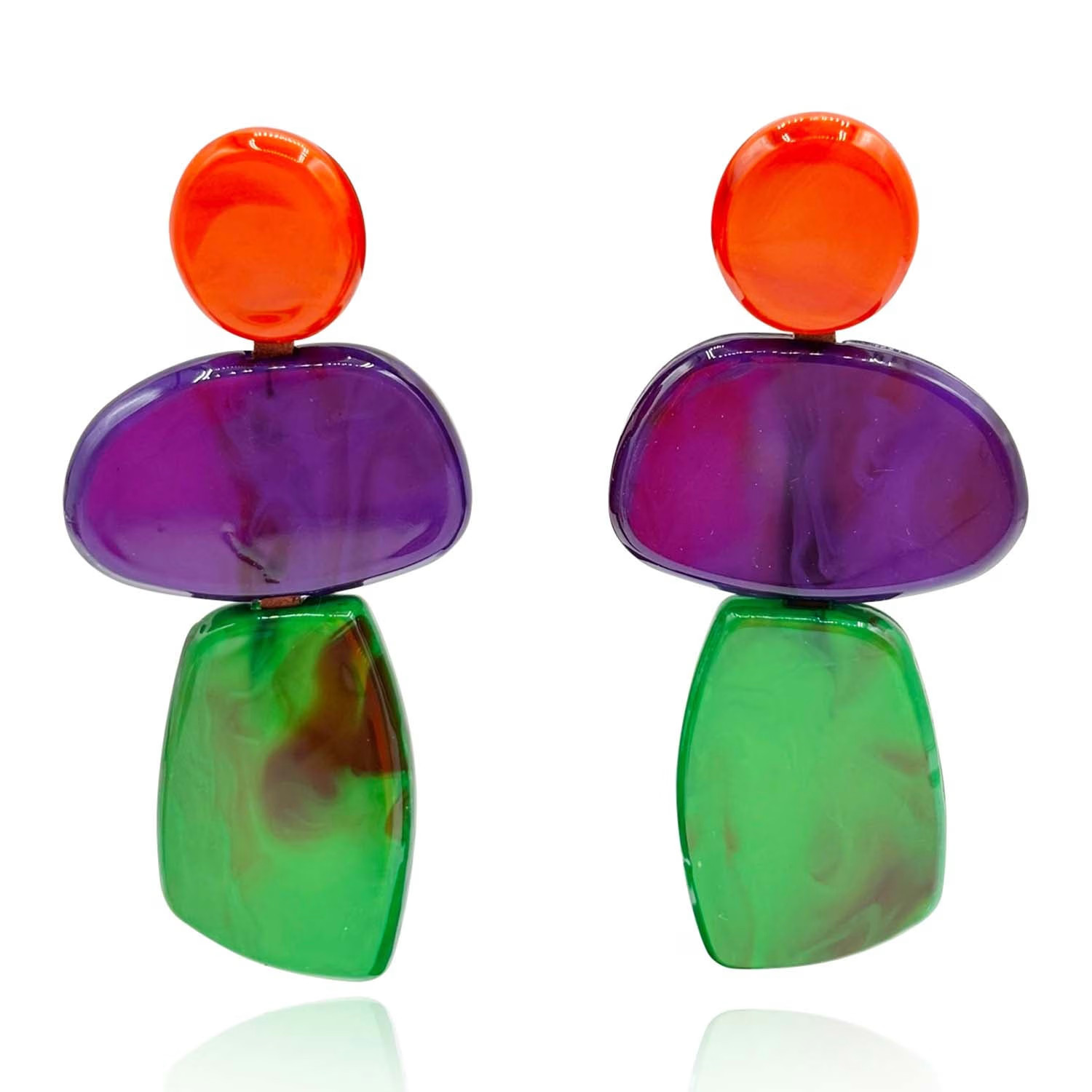 Puzzle Resin Triple Drop Earrings | Wolf & Badger