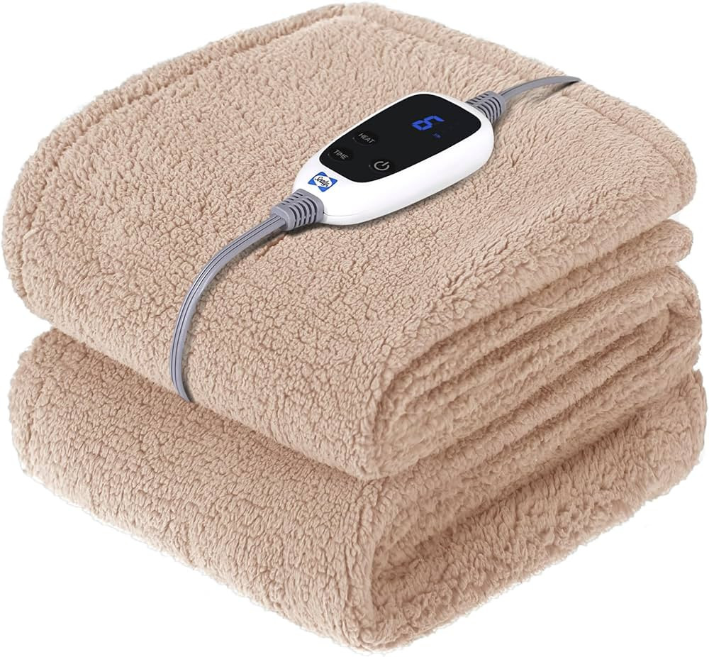 SEALY Electric Blanket Heated Throw 50"x60" Soft Double Sherpa Super Cozy with 6 Fast Heating Lev... | Amazon (US)