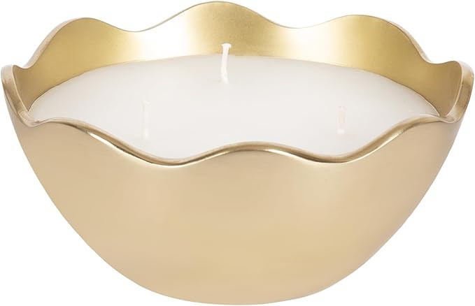 Kate and Laurel Alessia Scalloped Round Metal Candle Bowl, 8 Inch Diameter, Gold, Modern Three-Wi... | Amazon (US)