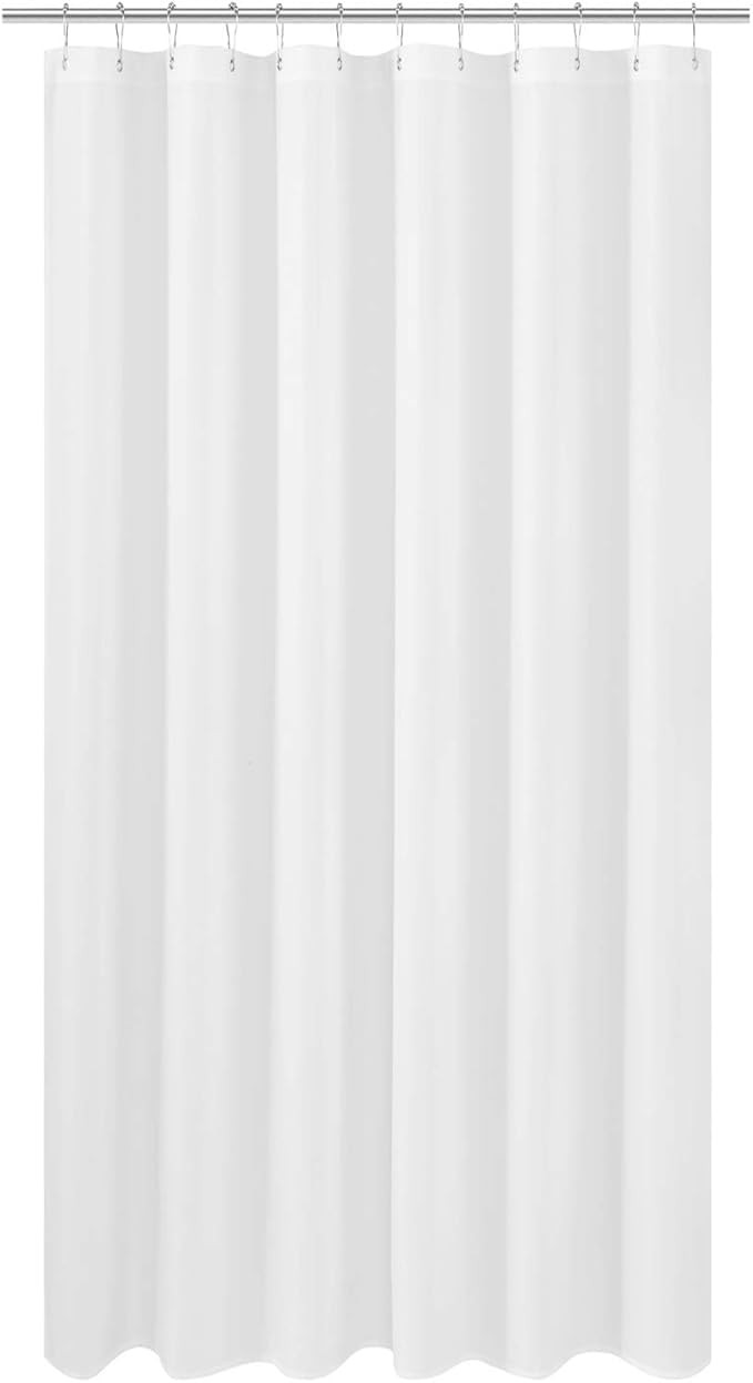 N&Y HOME Extra Long Fabric Shower Curtain or Liner 72 x 92 inch, Hotel Quality, Washable, White B... | Amazon (US)
