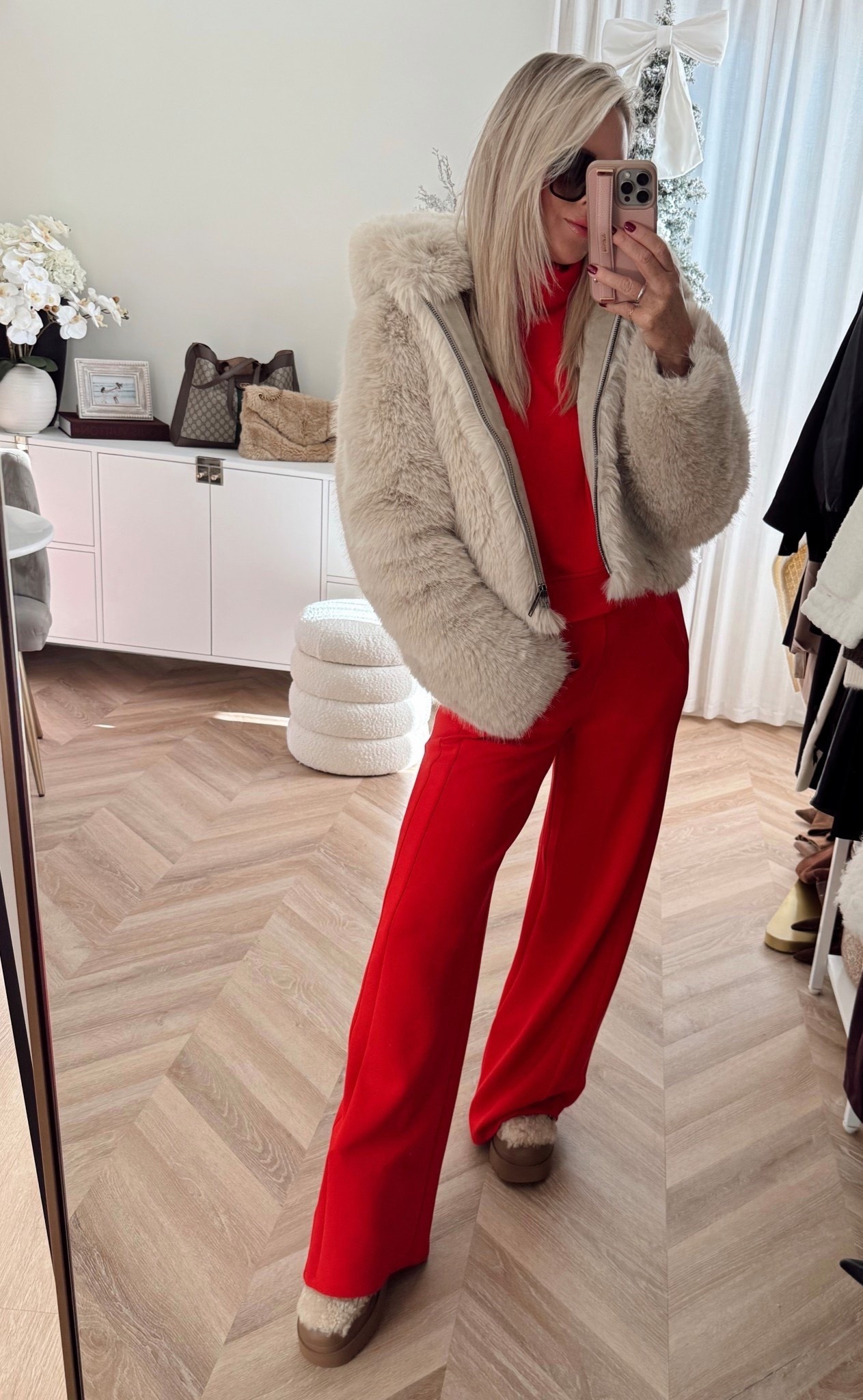 Best seller set! Elevated casual!❤️🔥🎁 I’m in smalls.

Red. Fur jacket. Winter outfits. Boots. 

#LTKootd #LTKTravel #LTKSeasonal