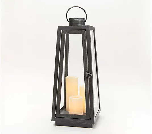 Candle Impressions 23" Indoor/Outdoor Tapered Lantern with 3 Candles | QVC