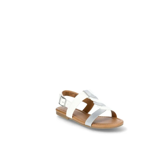 Wonder Nation Little Girls and Big Girls Braid Sandals | Walmart (US)