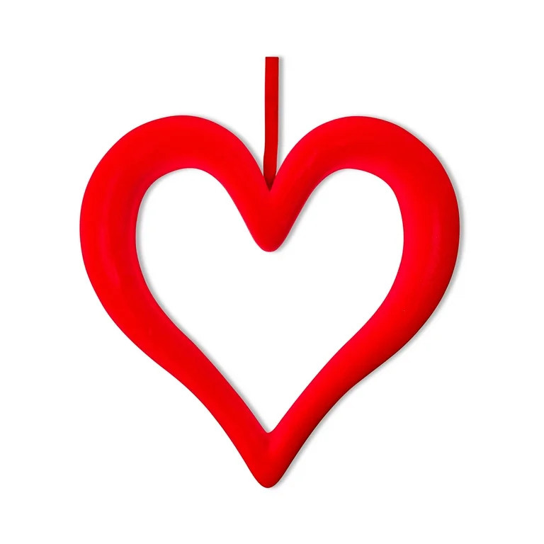 Valentine's Day Red Flocked Heart Wreath, 17.5 in, by Way To Celebrate - Walmart.com | Walmart (US)