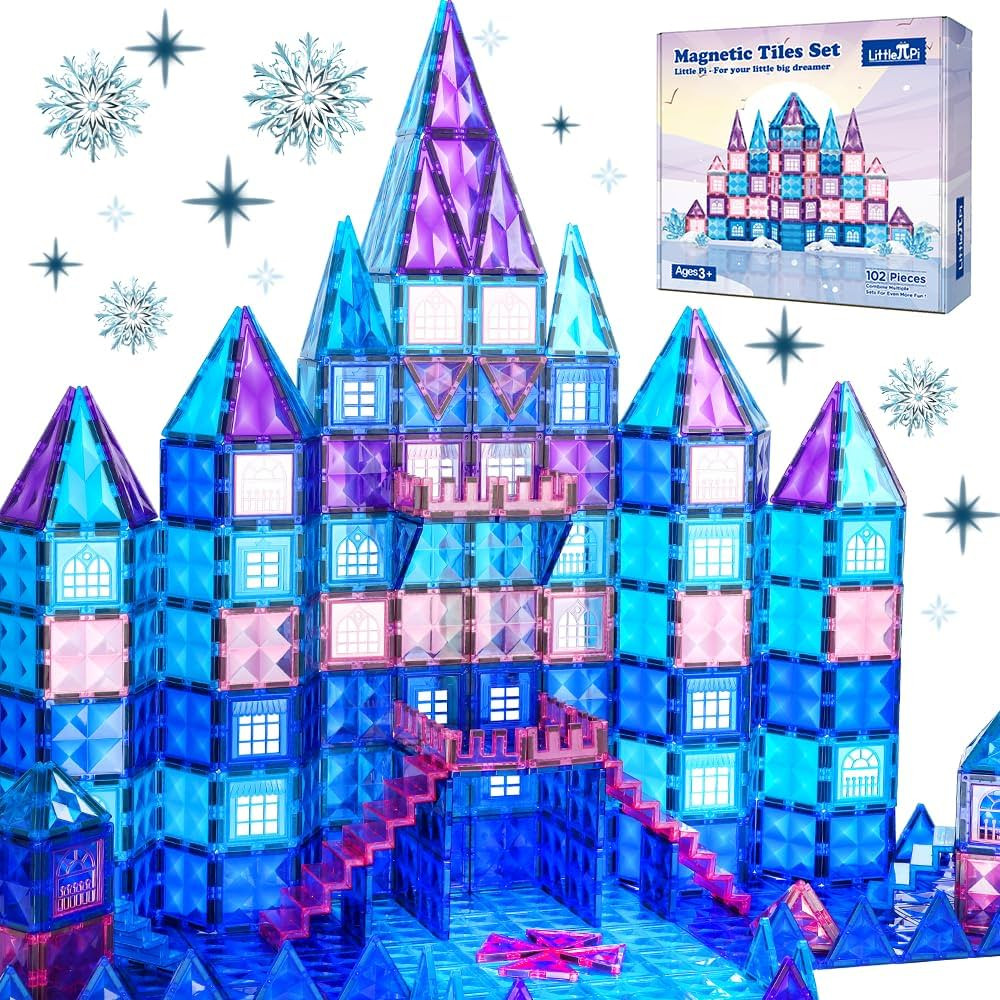 Little Pi 102pcs Frozen Princess Castle Magnetic Tiles Building Blocks - 3D Diamond Blocks, STEM ... | Amazon (US)
