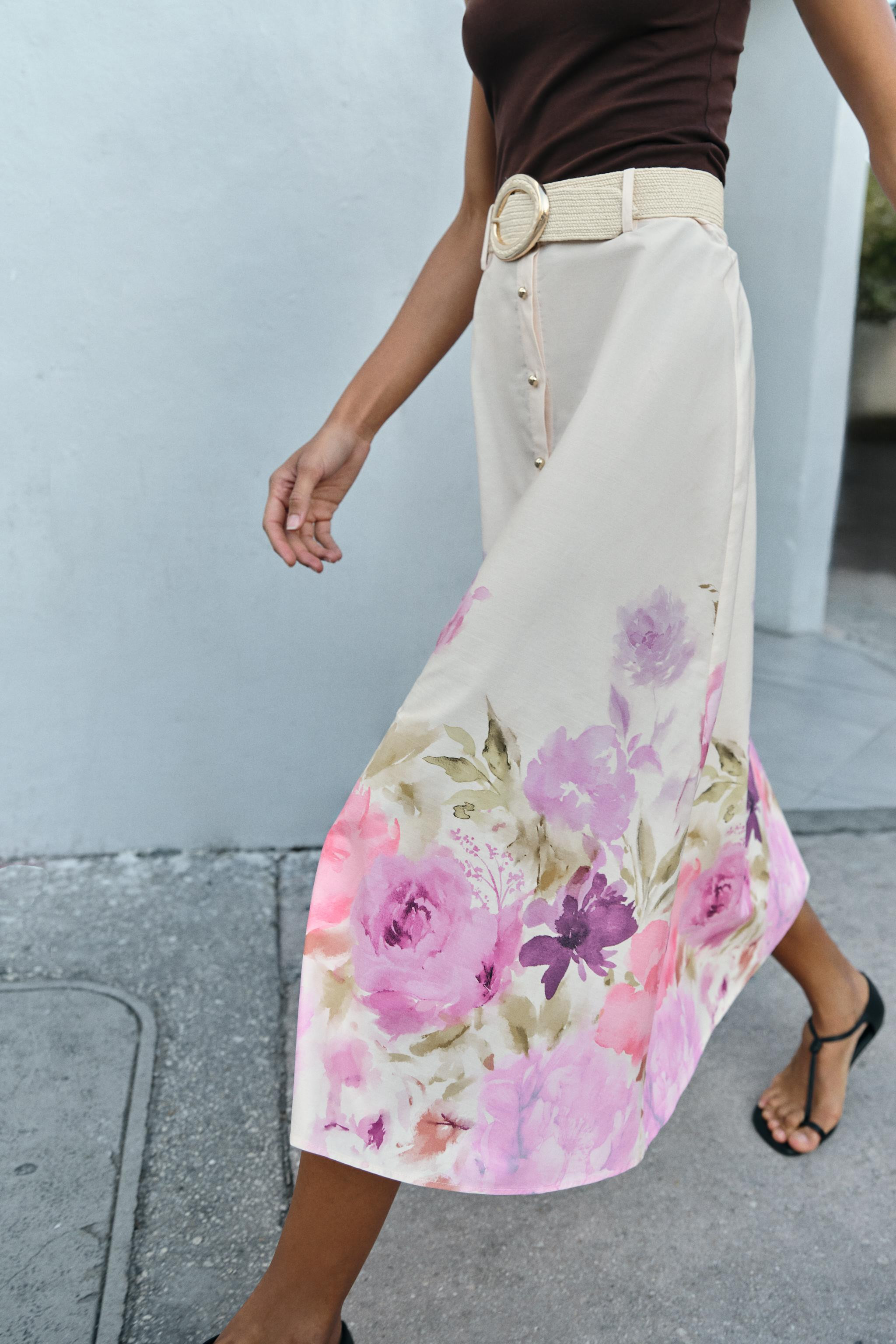 FLORAL PRINT MIDI SKIRT | Zara Canada