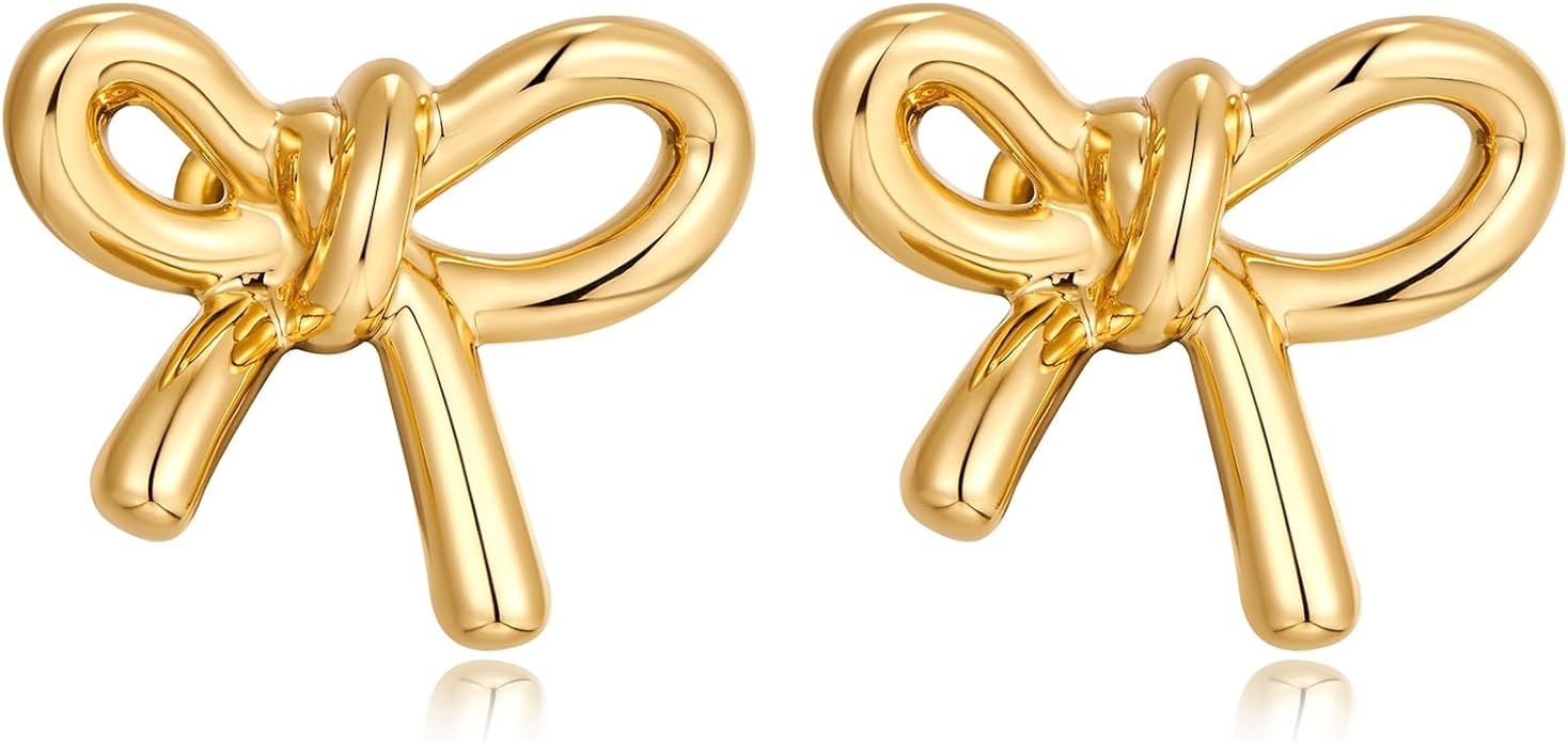 MUYAN Gold Bow Butterfly Stud Earrings Fashion Jewelry for Women | Amazon (US)