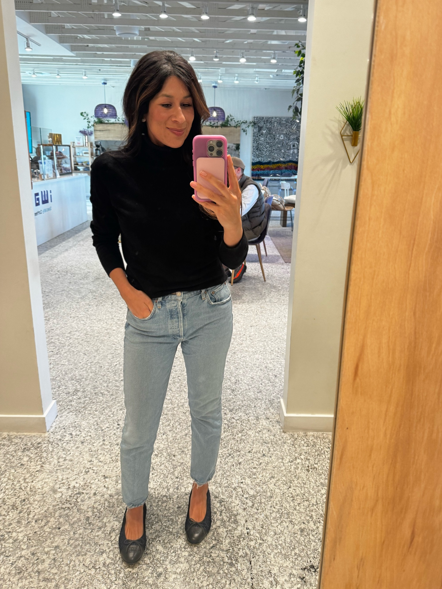 Effortless chic in my favorite black turtleneck, vintage wash denim, and classic ballet flats. Perfect for a cozy café day! ☕✨ #OOTD #StyleInspo #EffortlessFashion

#LTKShoeCrush #LTKStyleTip #LTKSeasonal